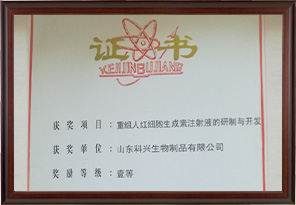 濟南市科學(xué)技術(shù)進步獎一等獎（依普定）